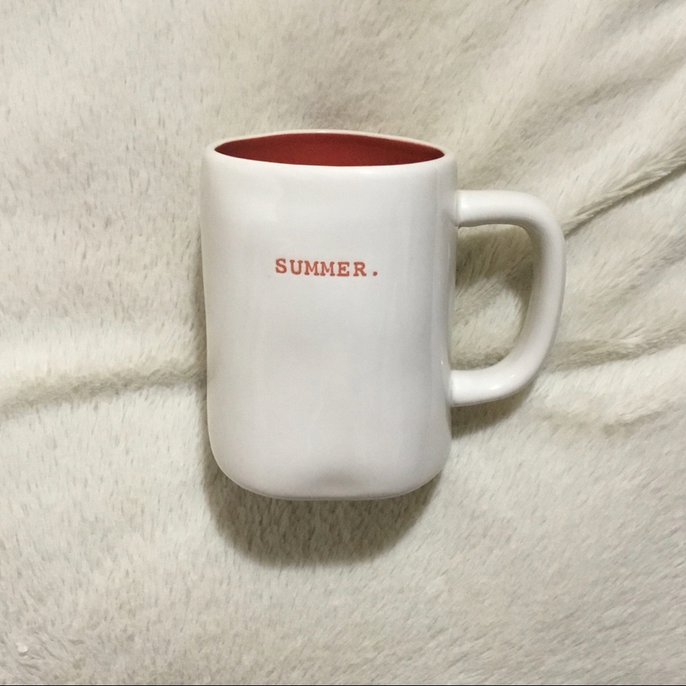Rae Dunn SUMMER Red Orange Colored Ceramic Mug NWT